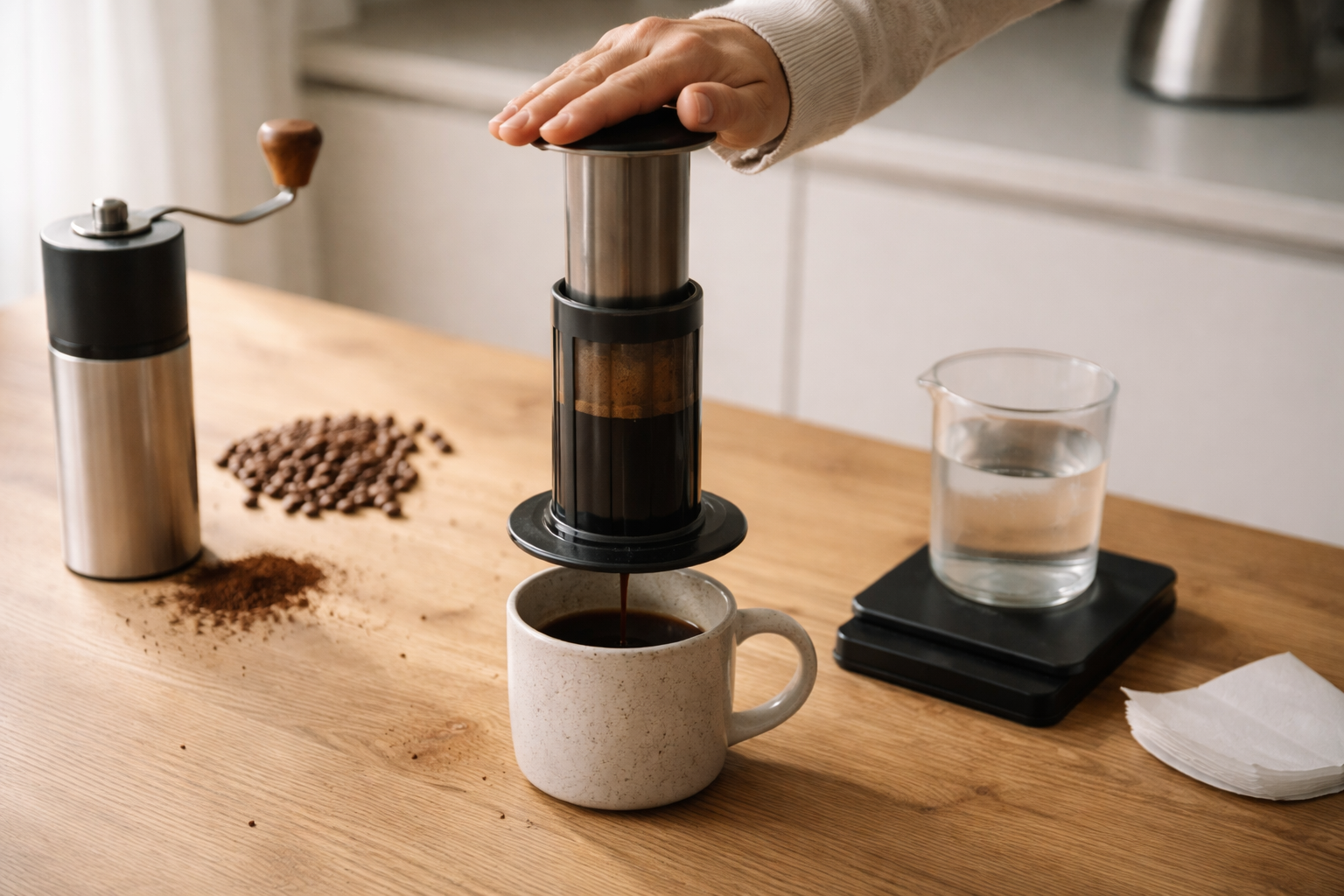 AeroPress guide: Opskrift, kværn og tips til bedre bryg