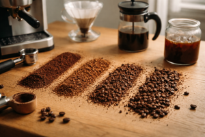 Kaffekværning: Kværnindstilling til espresso, filter, stempelkande og cold brew