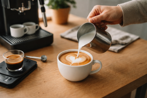 Latte art for begyndere: Udstyr, mælk, teknik og 5 nemme mønstre