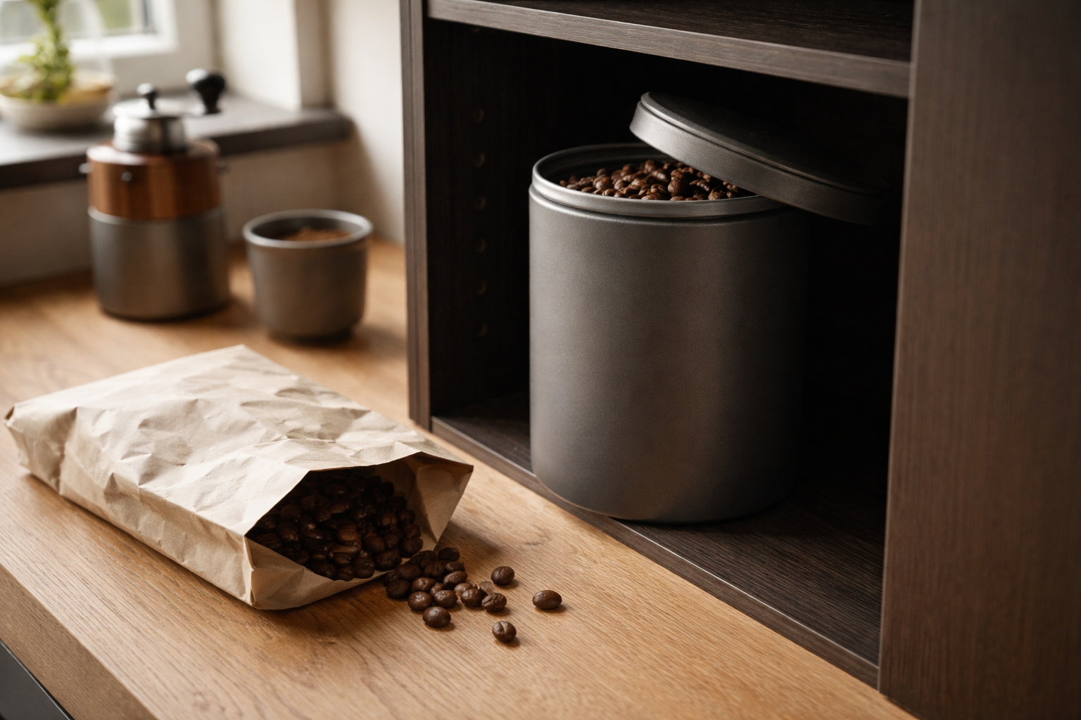 Sådan opbevarer du kaffe korrekt: holdbarhed, luft, lys og temperatur